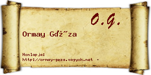 Ormay Géza névjegykártya